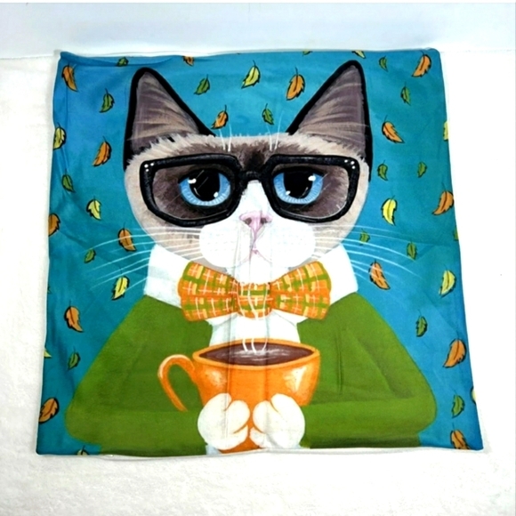 Cat Throw Pillow Covers Adorable Whimsical. Muli Colors 18 x 18 NEW! - Picture 3 of 7